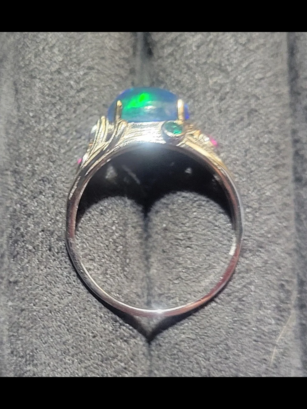 Sterling Silver Black Ethiopian Opal Cabochon Ring Size 7.5